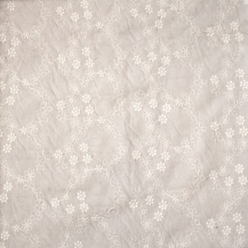 Tikitud lillemustriga broderii, puuvillane kangas, 140cm, K48131