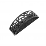 Metallist, pitsiline, poolkaare kujuline, seest õõnes lamedapõhjaline vahedetail, pingutusdetail, 35 x 10 x 12mm