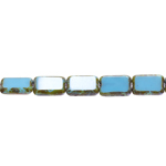 Flat rectangular glass beads, 12x8x3mm