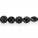 Round glass beads with relief pattern, 11x11x8mm