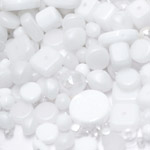 Mix of white glass beads with various shapes, 6-22mm, 50/100g pack