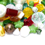 Mix of glass beads with various shapes and colors, 8-20mm, 50/100g pack