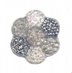Glass bead assortment in flower-shaped storage box, Preciosa (Czech), 11x2cm