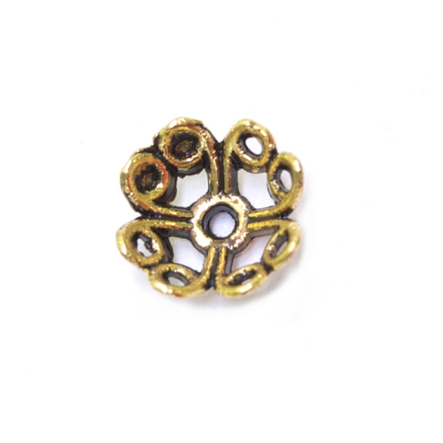 Pitsiline lillekujuline pärlikübar , Bead Cap with Loop Pattern , 11 x 5mm