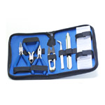 7-osaline tangide ja tarvikute komplekt mugavas lukuga pinalitüüpi kotis, 7pc Beading Tool Kit, 202K-030