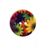 Trükitud kirju lillemustriga, kahe auguga nööp ø40 mm, suurus: 60L