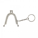 Metal interchangeable purse frame, fastening with key ring, 4,5 cm x 5 cm
