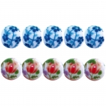 Floral Rounded Porcelain Beads 8mm