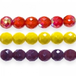 Traditional Czech glass round faceted beads, Jablonex, 12mm