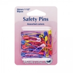 Steel Safety Pins, assorted colours; 38mm, 50pcs, HemLine 414.AC