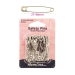 Steel Safety Pins, assortiated sizes 27-48mm, approx 64pcs, HemLine 410.99.64