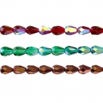 Teardrop-shaped faceted glass beads