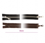 Open end two-way metal Zippers, Metal zip fasteners, 2 sliders, 50cm, member width: 6mm