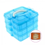 Stackable storage box es, 3 levels, 15,5 x 15,5 x 13 cm, bright blue, KL1425