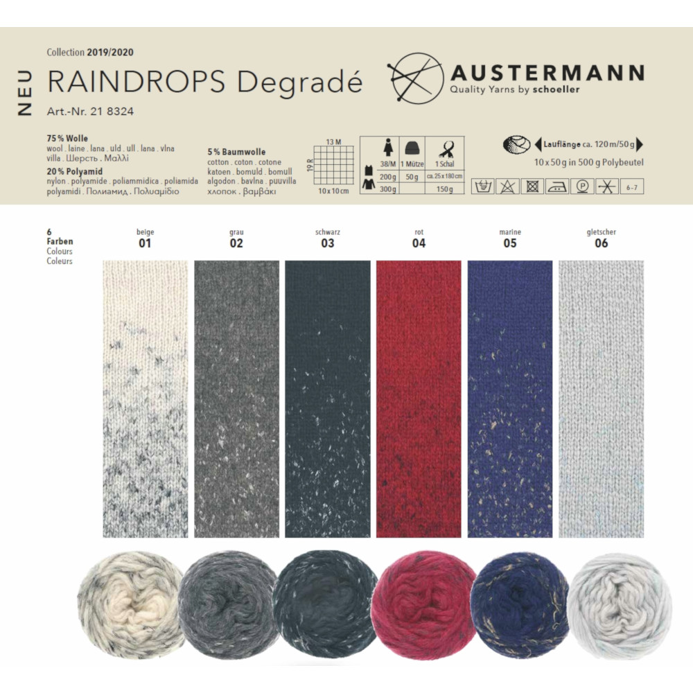 Wool Blend Yarn Raindrops Degradé, Austermann