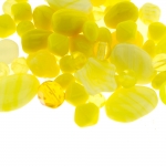 Mix of light yellow glass beads with various shapes, 4-17mm, 50/100g pack