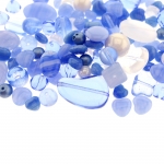 Mix of light blue glass beads with various shapes, 5-20mm, 50/100g pack