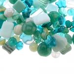 Mix of blue glass beads with various shapes, 5-20mm, 50/100g pack