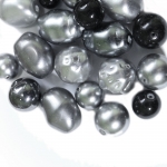 Mix of silver glass beads with various shapes, 10-17mm, 50/100g pack
