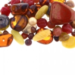 Mix of brown, yellow, and red glass beads with various shapes, 6-12mm, 50/100g pack