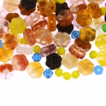 Mix of glass beads with various shapes and colors, 4-10mm, 50/100g pack