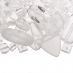 Mix of colorless glass beads with various shapes, 5-20mm, 50/100g pack