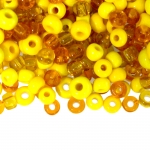 Mix of round yellow glass beads, 4-8.5m, 50/100g pack