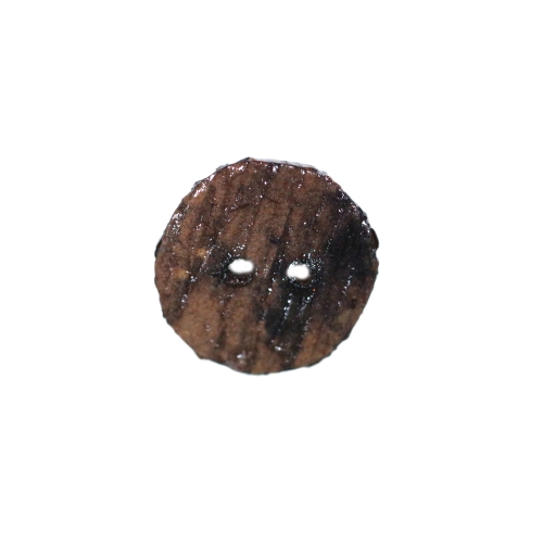 Lopergune, reljeefse pinnaga, kuldmaalinguga, kahe auguga, puitnööp, 16 mm, 24L