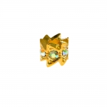 Vahedetail klaaskristallidega, Golden Zig-Zag Disk Jewellery Spacer with Transparent Gems, 12 x 10,5mm