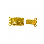 Rectangular Box Clasp with Antique Pattern, 3 Eyelets, 14 x 8mm