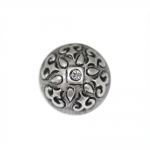 Reljeefse ornamendimustriga, klaaskristalliga, kumer, kannaga metallnööp, 18mm, 28L