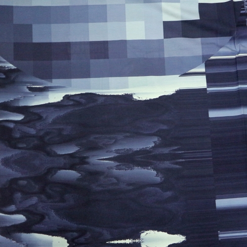 Põneva abstraktse mustriga trikotaažkangas kupongina, 200x150cm, 14934