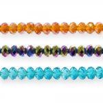 Round faceted glass beads, 6x4mm