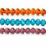 Round faceted glass beads, 9.5x7mm