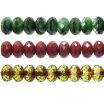 Round faceted glass beads, 10x7mm