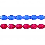 Oval-shaped faceted glass beads, 11x8mm