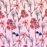 Joonistatud lilledega pehme ja veidi veniv polüesterkangas (Silky Stretch), Art. 9850