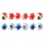 Floral Rounded Porcelain Beads 10mm