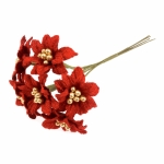Decorative flower bouquet of 6 blossoms, blossom ø30 mm, F0003-RED