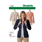 Women`s Unlined Jacket with Collar and Finishing Variations, Simplicity Pattern #1421
