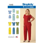 6 kerget toppi ja püksid või shortsid pluss-Simplicity Pattern #1446