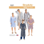 Men`s Classic Pajamas & Robe, Sizes: A (XS-S-M-L-XL), Simplicity Pattern #1021