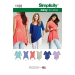 Naiste trikoo-topid kahes stiilis, suurused: A (XXS-XS-S-M-L-XL-XXL), Simplicity Pattern #1198