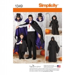 Boys` and Men`s Capes, Sizes: A (S - L / S - XL), Simplicity Pattern #1349