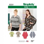 Women`s kimonos in Various Styles, Sizes: A (XXS-XS-S-M-L-XL-XXL), Simplicity Pattern #8091