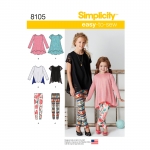 Laste ja tüdrukute trikoo tuunikas ja retuusid, Simplicity Pattern #8105