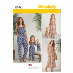 Matching outfits for Women`s, Child and 18` Doll, Sizes: A (3 - 8 /XS-XL), Simplicity Pattern #8146