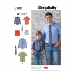 Boys` and Men`s Shirt, Boxer shorts and Tie, Sizes: A (S - L / S - XL), Simplicity Pattern #8180