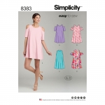 Women’s knit Trapeze Dress with Neckline and Sleeve Variations, Simplicity Pattern #8383