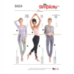 Women`s knit Leggings in Two Lengths and Three Top Options, Sizes: A (XXS-XS-S-M-L-XL-XXL), Simplicity Pattern #8424